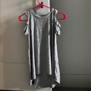 Long length gray copper key shirt//cut shoulder//